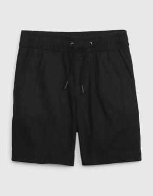 Toddler Linen-Cotton Easy Pull-On Shorts black