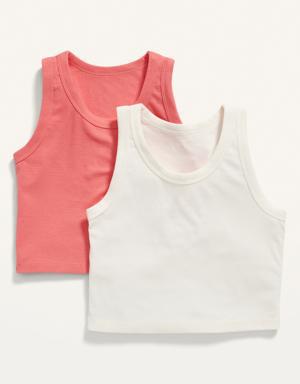 Cropped UltraLite Rib-Knit Performance Tank 2-Pack for Girls white