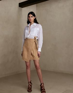 Tessa Cotton-Linen Mini Skirt beige