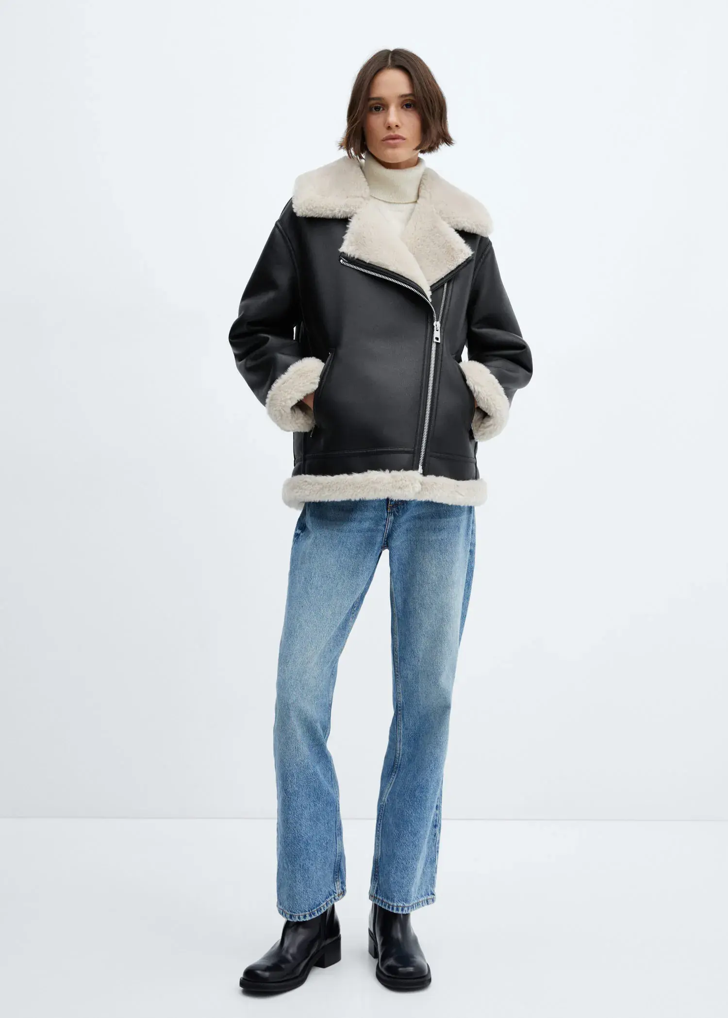 Mango Faux shearling-lined jacket. 2
