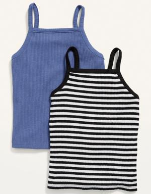 Patterned Rib-Knit Cami 2-Pack for Girls blue