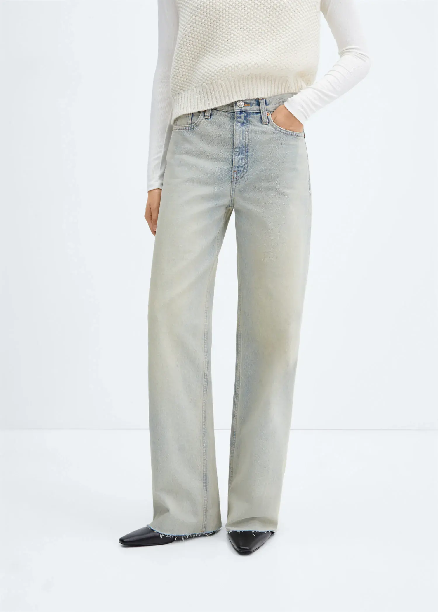 Mango High-waist wideleg jeans. 2