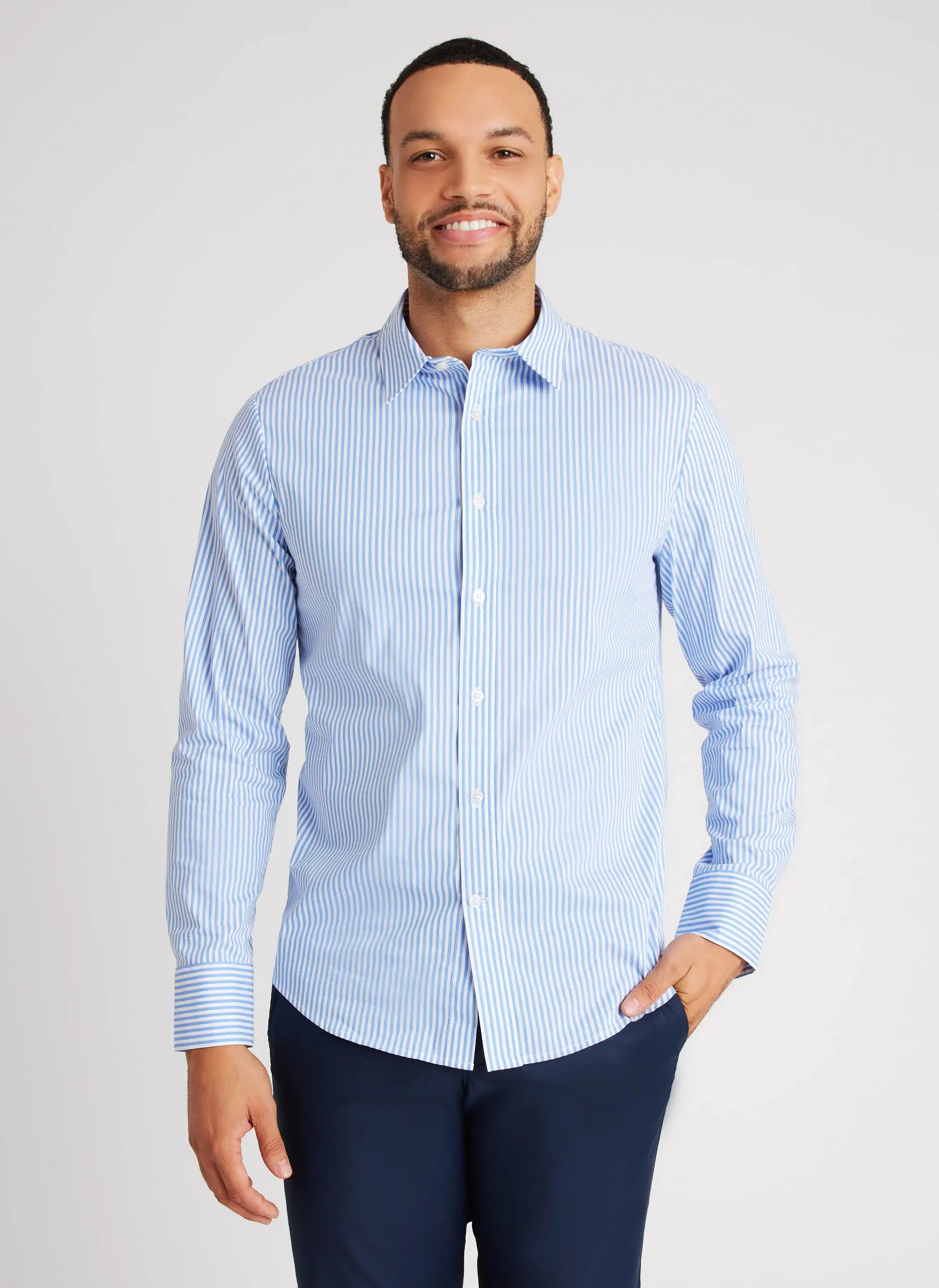 Kit And Ace Stay Cool Poplin Long Sleeve Shirt Standard Fit. 1