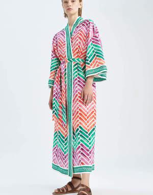 Nefes İstanbul X Defacto Regular Fit Desenli Pamuklu Kimono