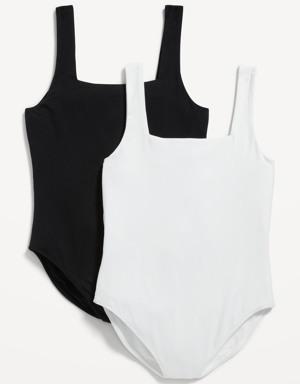Sleeveless Square-Neck Bodysuit for Women black