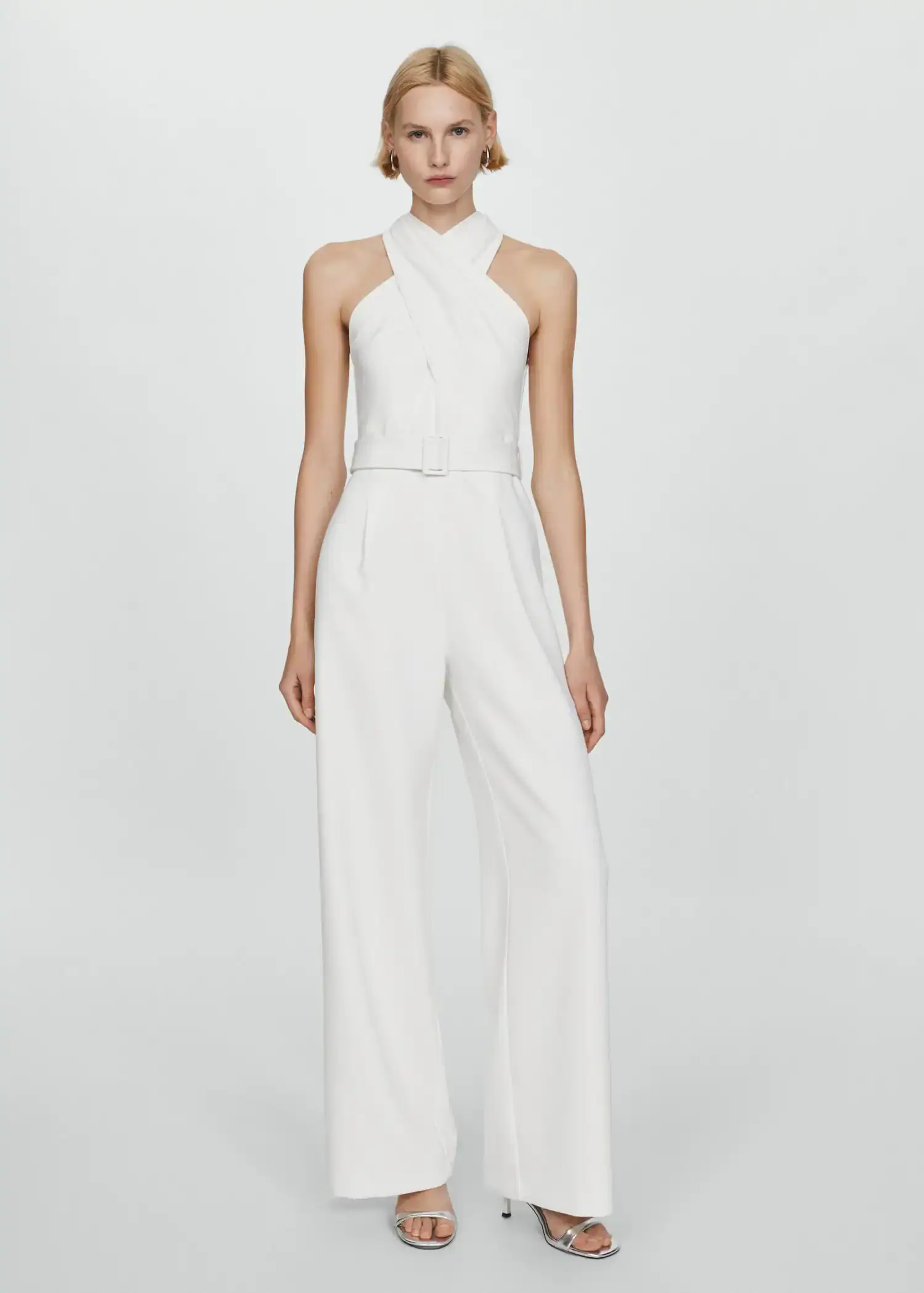 Mango Belted crossover collar jumpsuit. 1