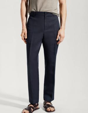 Slim-fit lyocell linen trousers