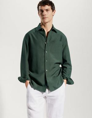 Regular-fit linen lyocell shirt