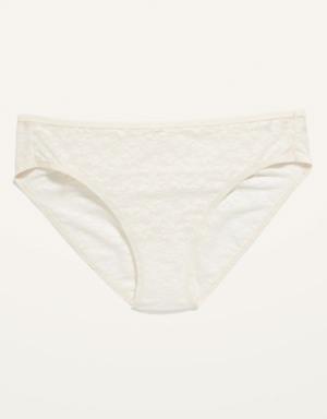 Old Navy Mid-Rise Floral Signature Mesh Bikini Underwear for Women white