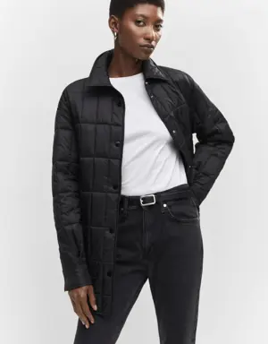 Quilted anorak with shirt collar