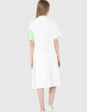 Knitwear Detailed Contrast Garnish Midi Length Green Dress