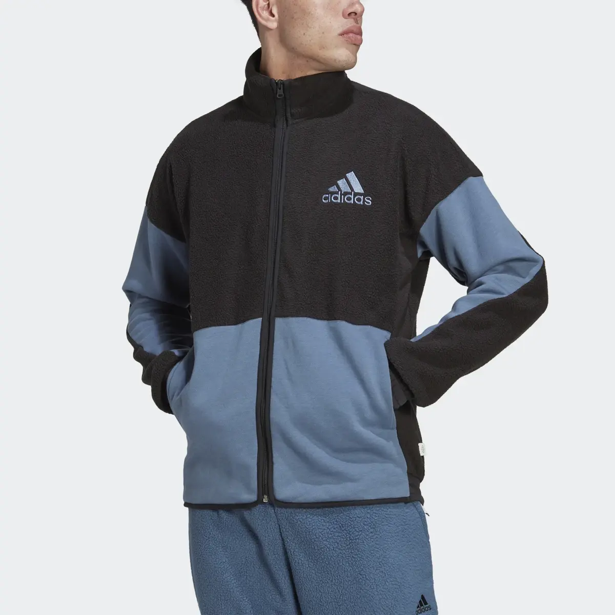 Adidas Colorblock Sherpa Fleece Track Top. 1