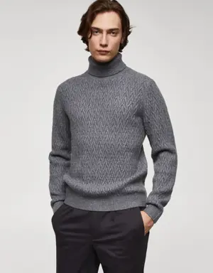 Braided turtleneck sweater
