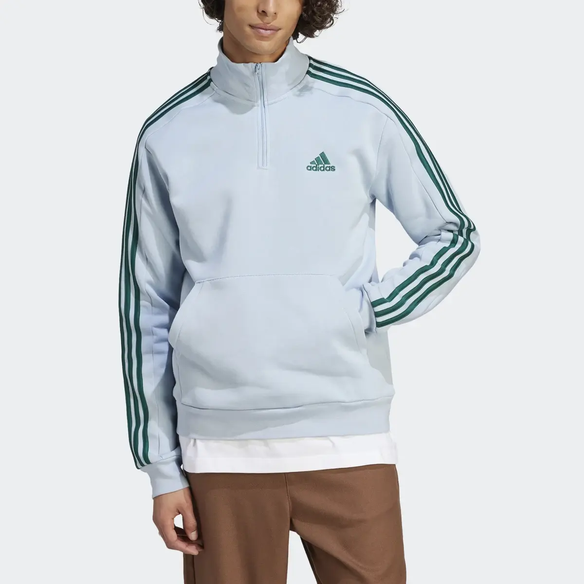 Adidas Essentials Fleece 3-Stripes 1/4-Zip Sweatshirt. 1