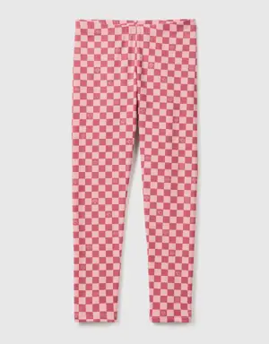 checkered leggings in stretch cotton