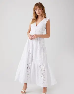 Forever 21 Crochet Butterfly Sleeve Maxi Dress White