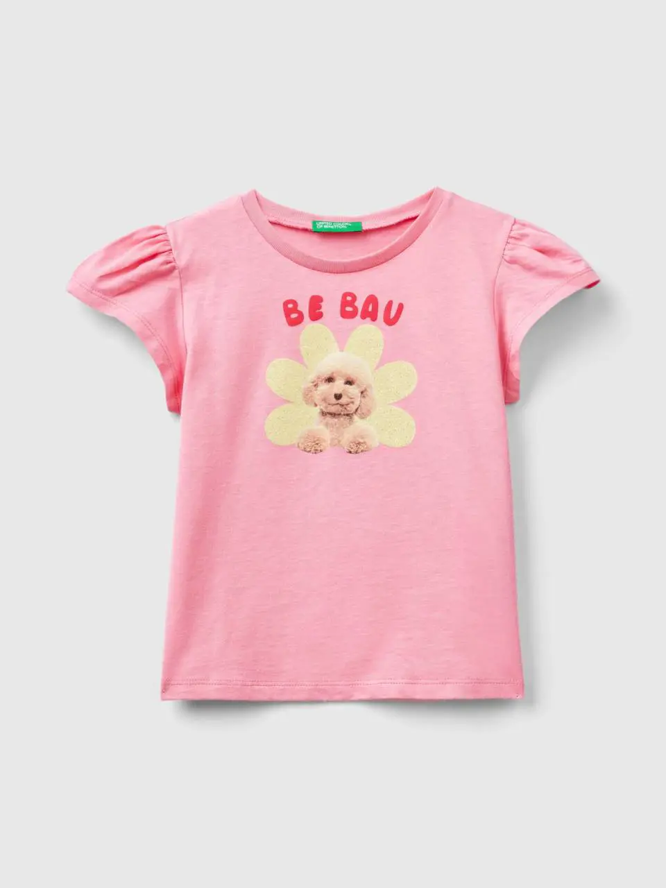 Benetton t-shirt with photo print and glitter. 1