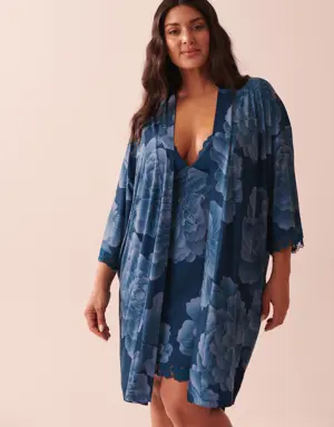 Recycled Fibers Lace Trim Kimono