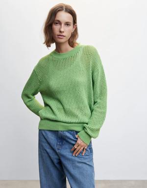 Openwork knit sweater