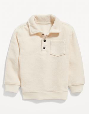 Cozy French-Terry Henley Pullover Sweater for Toddler Boys beige
