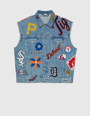 Denim vest with MLB™ patches