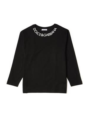 Siyah Yakası Logolu Erkek Çocuk T-shirt