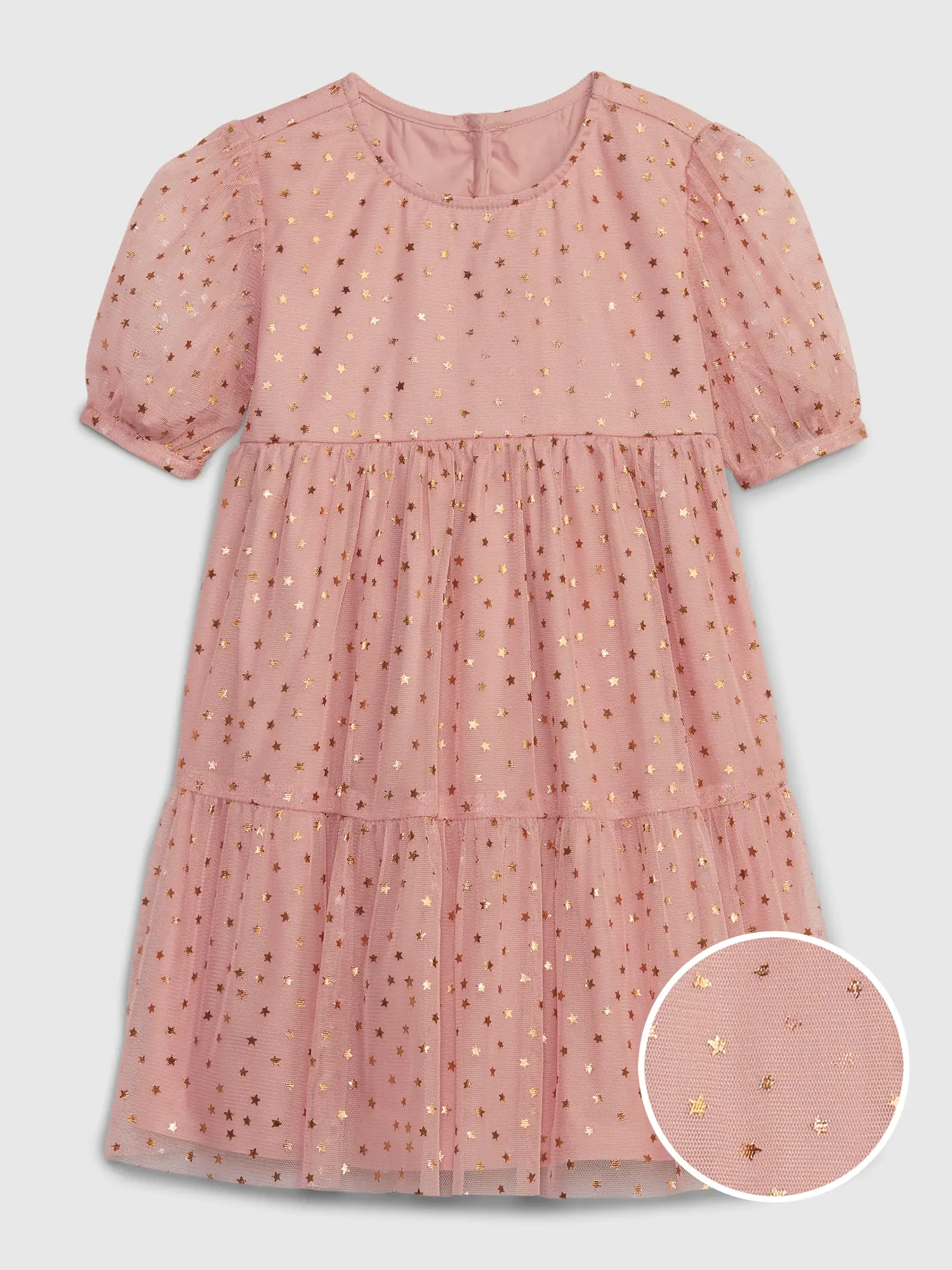 Gap Toddler Metallic Star Tulle Tiered Dress pink. 1