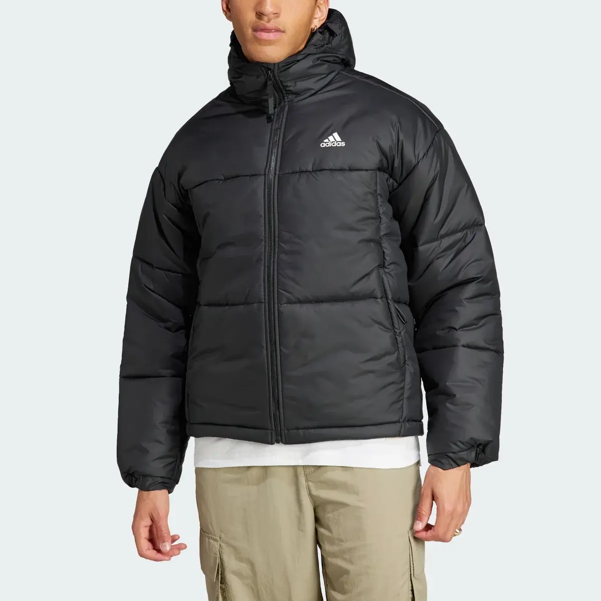 Adidas BSC 3-Stripes Puffy Hooded Jacket. 1