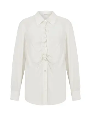 Cream Pleated Placket Shirt - 4 / Bone