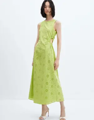 Embroidered dress with side slits