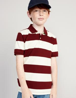 Striped Short-Sleeve Rugby Polo Shirt for Boys red