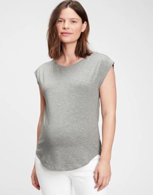 Maternity Dolman Cap Sleeve T-Shirt gray