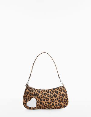 Animal print handbag with mirror detail