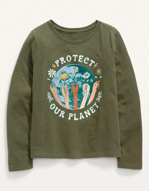 Old Navy Long-Sleeve Graphic T-Shirt for Girls green