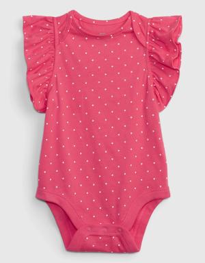 Baby 100% Organic Cotton Mix and Match Flutter Sleeve Bodysuit pink