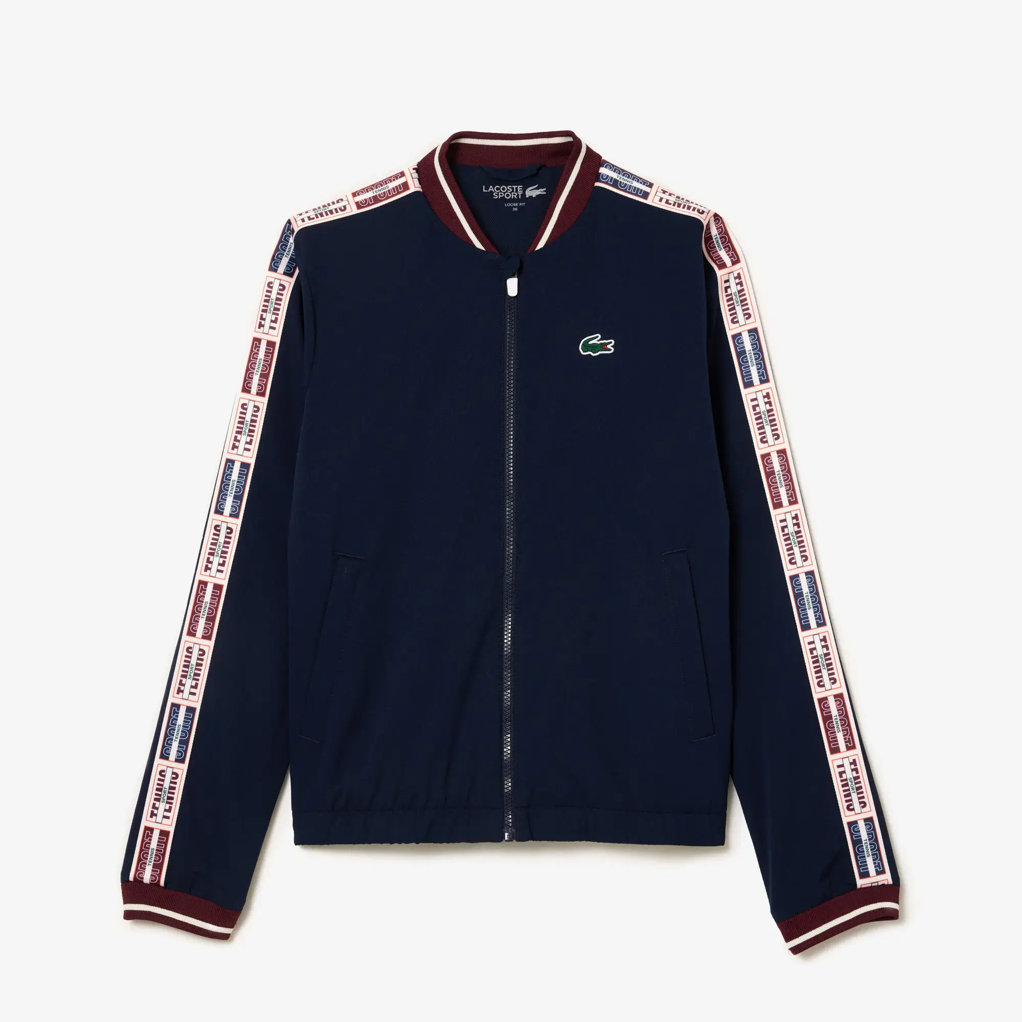Lacoste Women's Recycled Fiber Stretch Tennis Jacket. 1