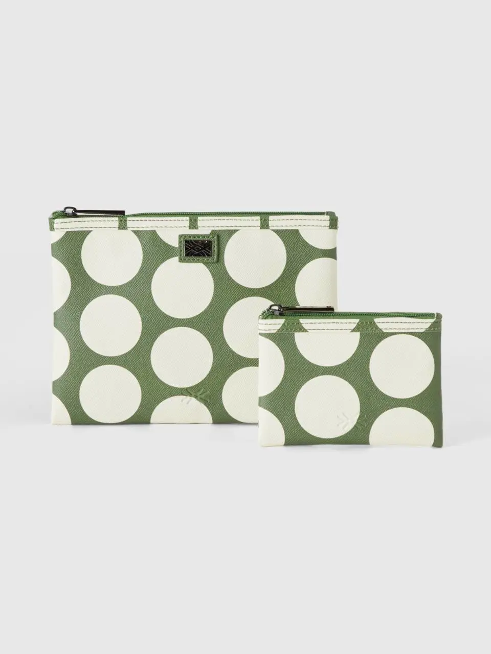 Benetton two green bags with white polka dots. 1