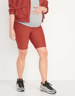 Maternity Full Panel PowerSoft Biker Shorts -- 8-inch inseam red