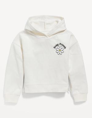 Long-Sleeve Graphic Pullover Hoodie for Girls white