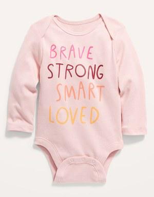 Unisex Graphic Long-Sleeve Bodysuit For Baby pink