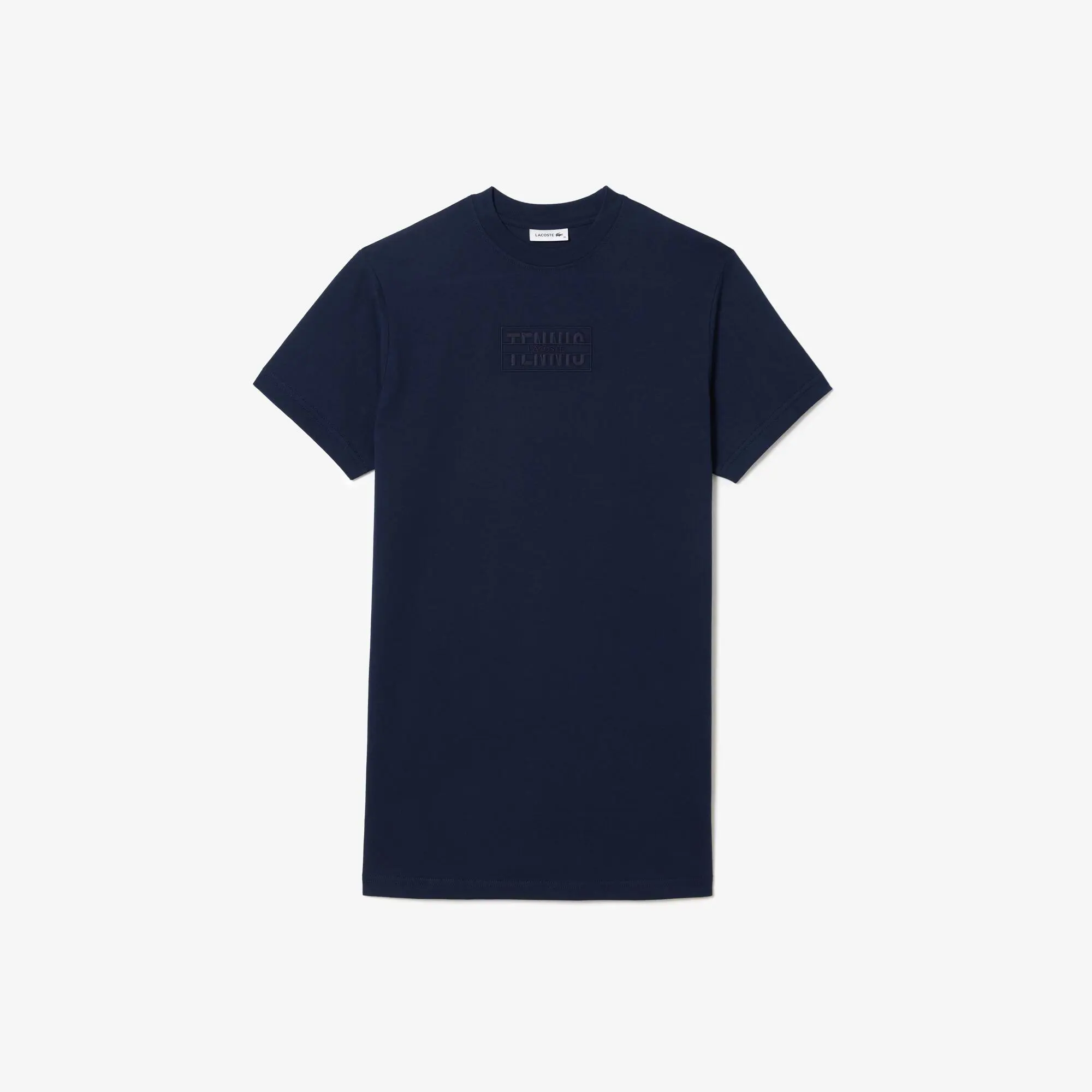 Lacoste Extraweites T-Shirt-Kleid aus Baumwolle mit Stickerei. 1