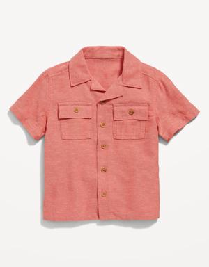 Short-Sleeve Linen-Blend Camp Shirt for Toddler Boys multi