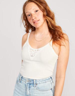 Old Navy Lace-Trim Tank Top for Women white