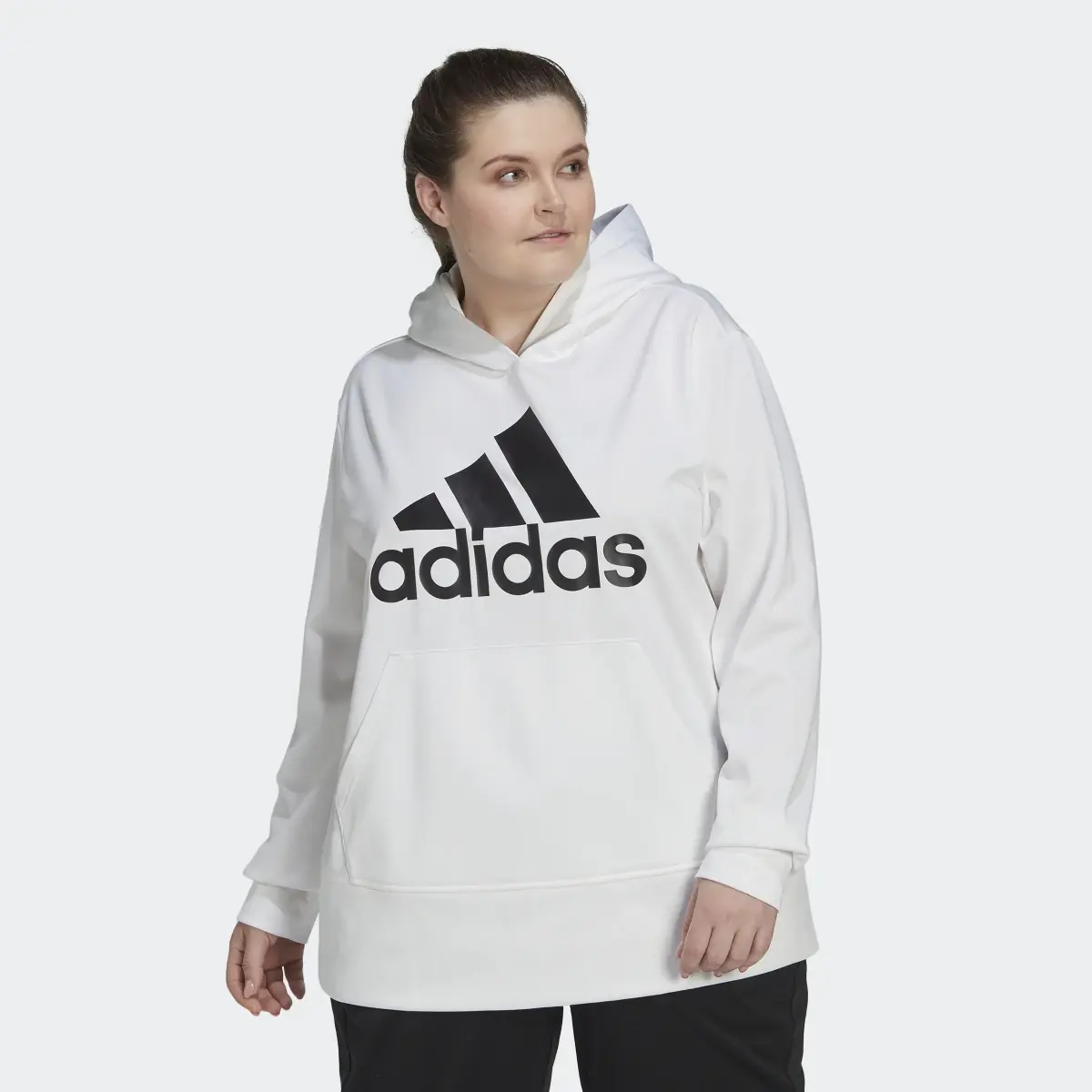 Adidas AEROREADY Big Logo Hoodie (Plus Size). 2