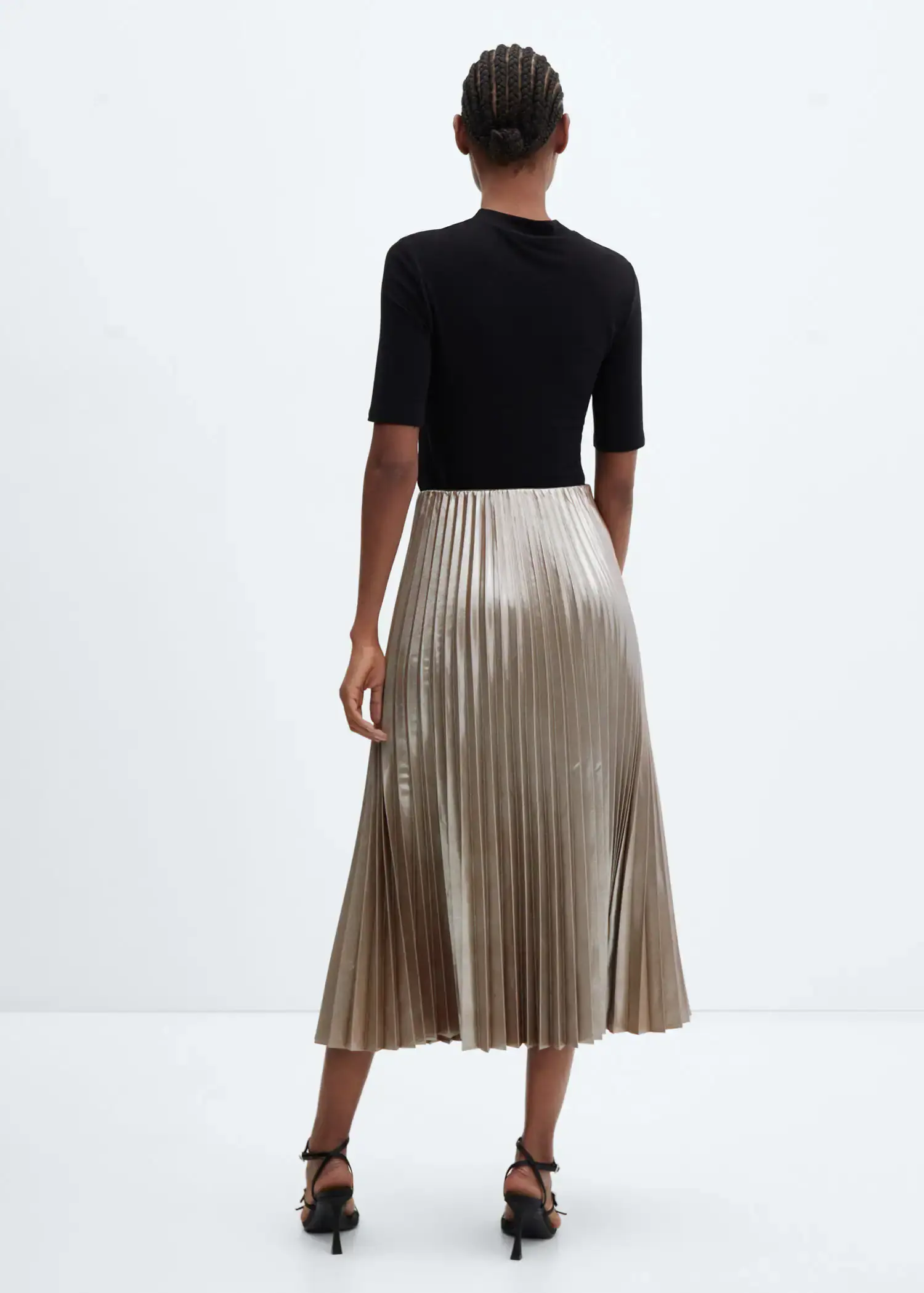 Mango Metallic pleated skirt. 3