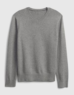 Gap Kids Organic Cotton Uniform Sweater gray