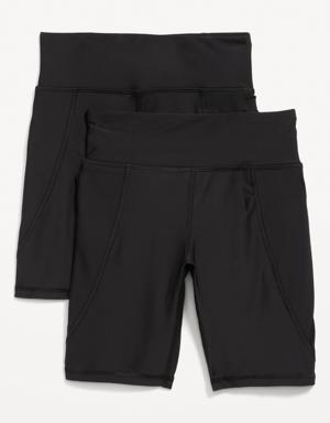 High-Waisted PowerSoft Biker Shorts 2-Pack for Girls black