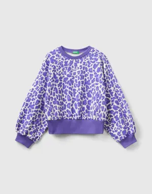 animal print sweatshirt in stretch cotton blend