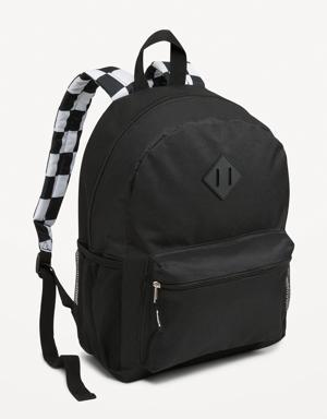 Patterned Canvas Backpack for Kids black
