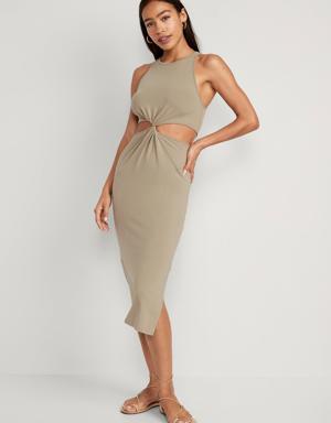 Sleeveless Twist-Front Midi Dress for Women green